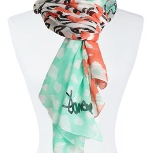 DVF Mint and Coral Patterned Scarf